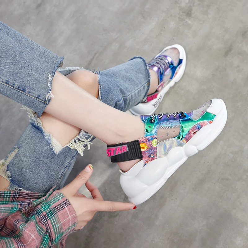 Dumoo/повседневные сандалии для девочек женские летние кроссовки chaussures femme