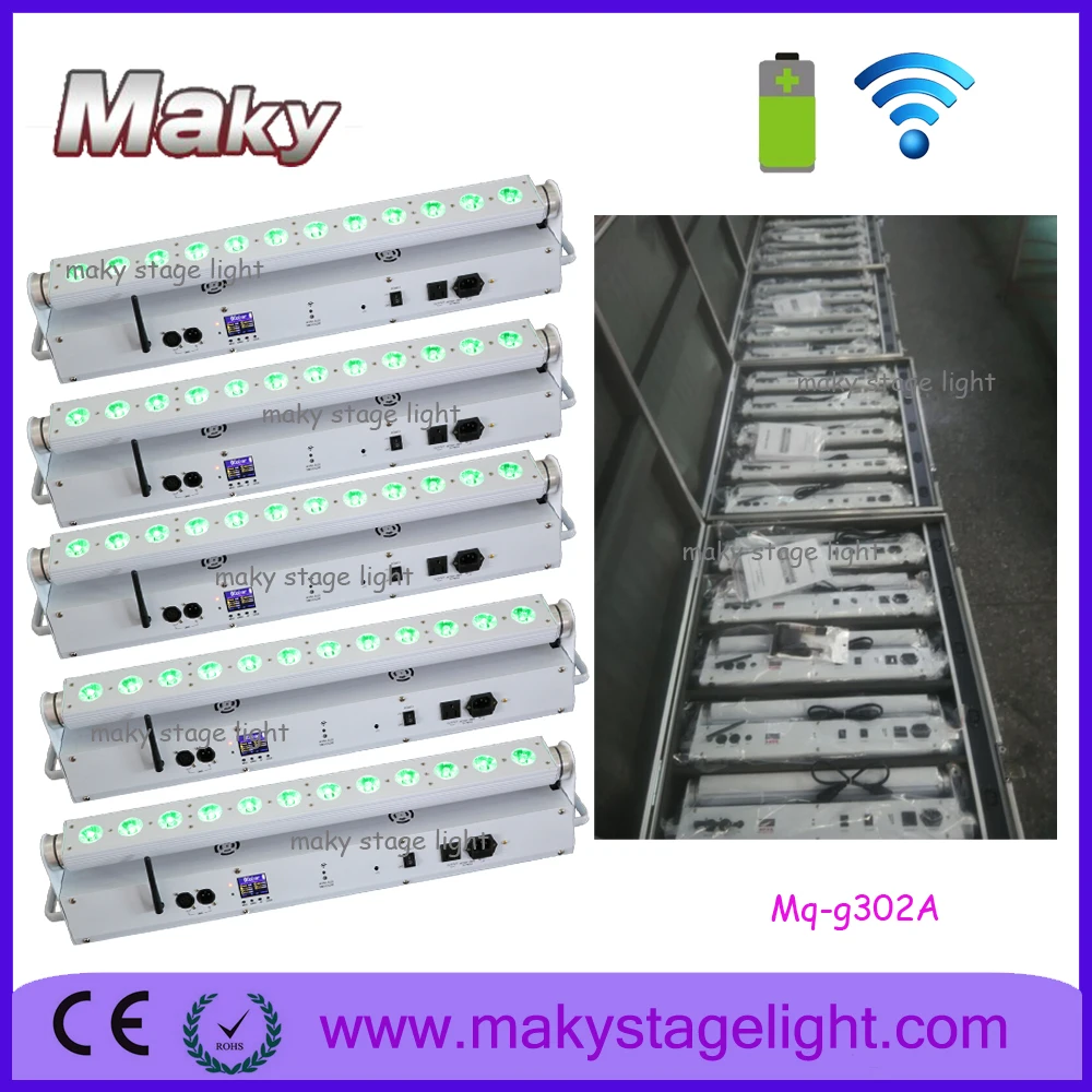 (5 фары с дорога случай) перезаряжаемые Батарея DMX Беспроводной Питание 12*18 Вт 6 в 1