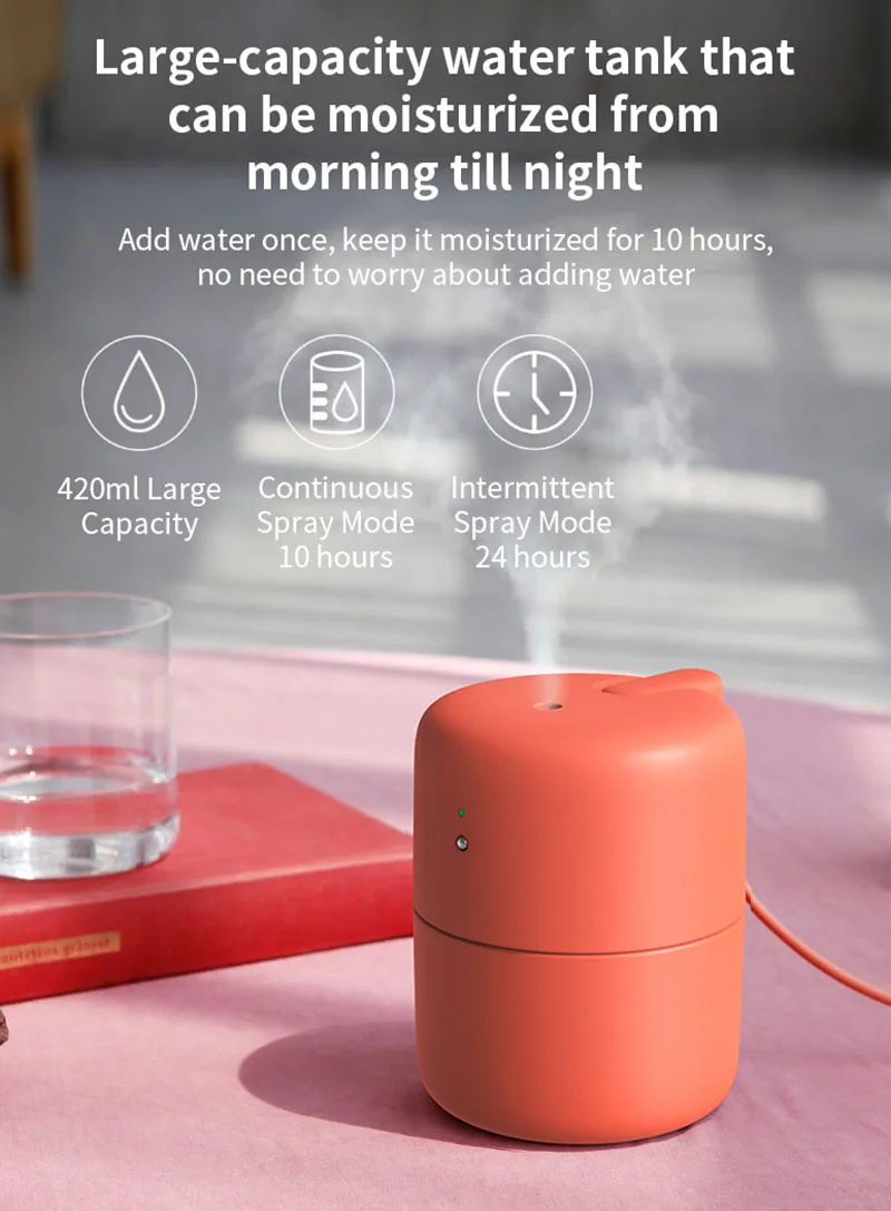 Xiaomi Mijia VH USB воздушный мини-увлажнитель 420 мл 10 часов тихий очищающий воздух сенсорный выключатель Умный анти-сухой дизайн бытовой