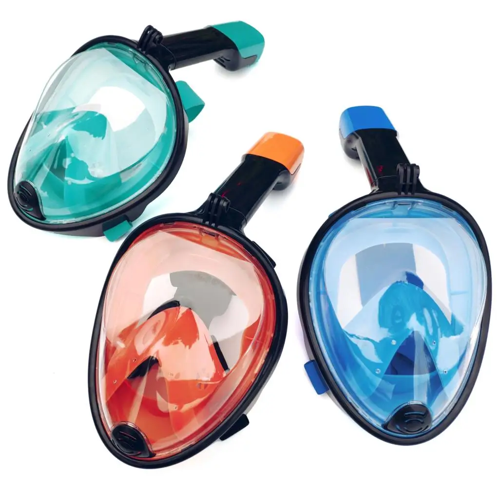 

2019 Full Face Snorkeling Masks Panoramic View Anti-fog Anti-Leak Swimming Snorkel Scuba Underwater Diving Mask GoPro Compatible