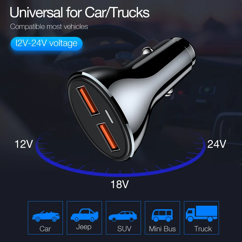 CAFELE мини USB Автомобильное зарядное устройство 5 В/3A Быстрая зарядка двойной для