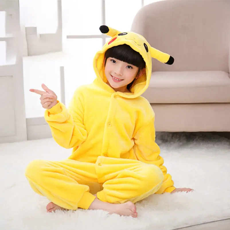 pikachu Детский комбинезон с покемонами, осликом, костюм С Рисунком Тигра, Стича Пикачу, кигурумис, пижама для мальчиков и девочек, зимняя теплая одежда для сна, забавная Милая одежда - Цвет: pikachu