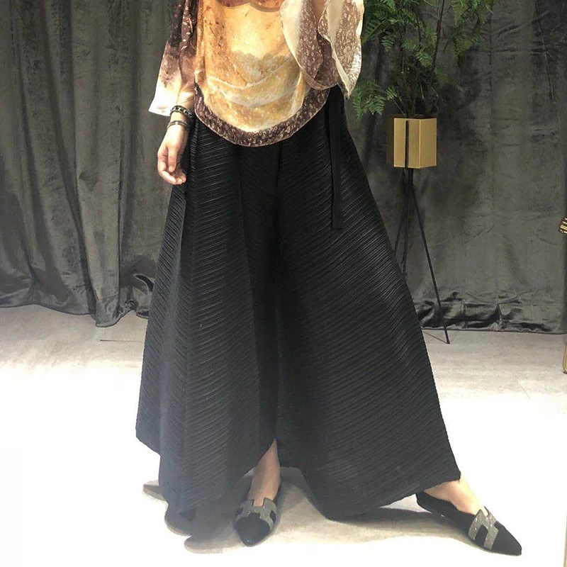 Changpleat 2018 новые женские широкие брюки miяка плиссированные модные дизайнерские