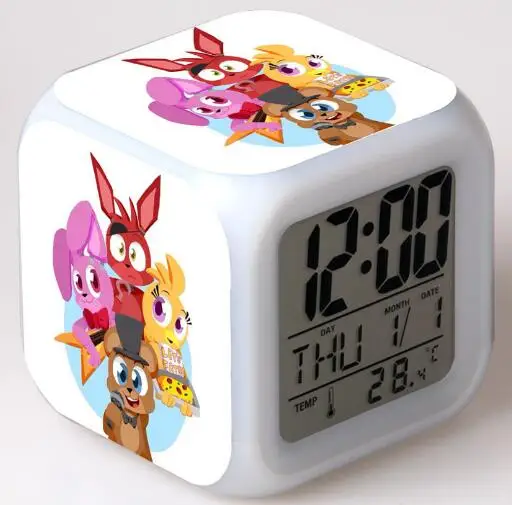 20 Five Nights At Freddy's 7 цветов светодиодный Будильник FNAF Bonnie Foxy Freddy Fazbear часы с дизайном «Медведь» ночные световые часы игрушки - Цвет: 20