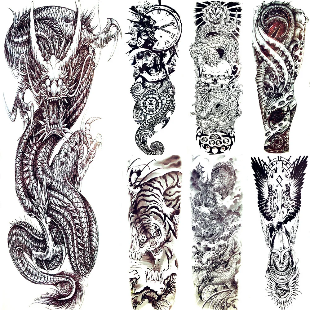 

Firercely Myth Dragon Temporary Tattoo Animal Claw Tattoo Stickers Sexy Party Men Boys Body Full Arm Paint Fake Tatoos Women