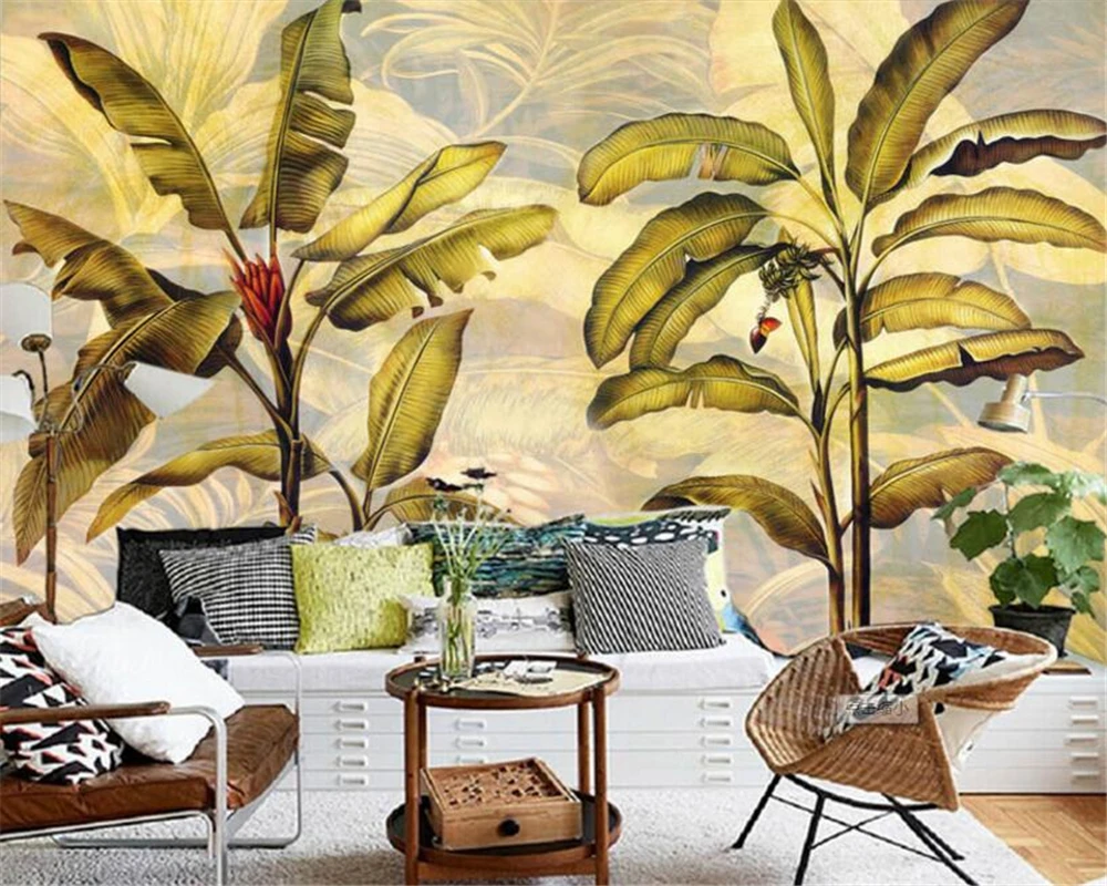 3d обои в Юго-Восточной Азии банановые листья гостиной фоновые фрески для спальни