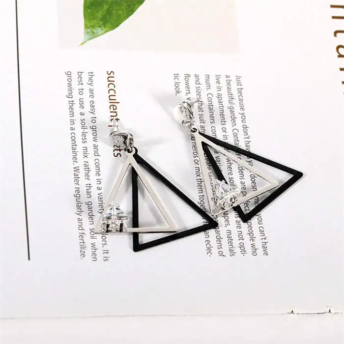 Fashion Geometric Stud Earrings Zircon Long Triangular Earring Wedding Party Jewelry Women Gifts | Украшения и аксессуары