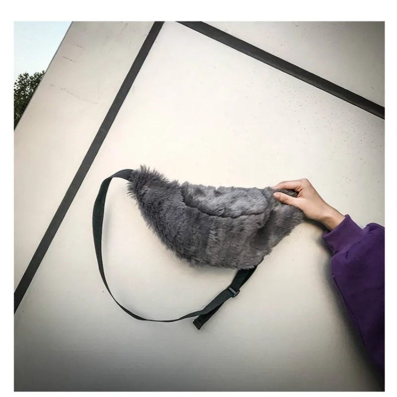 2018 Fashion Winter Unisex Women Men Small Zipper Shoulder Chest Bag Lady Faux Fur Waist Pack Messenger Crossbody s Pouch | Багаж и сумки