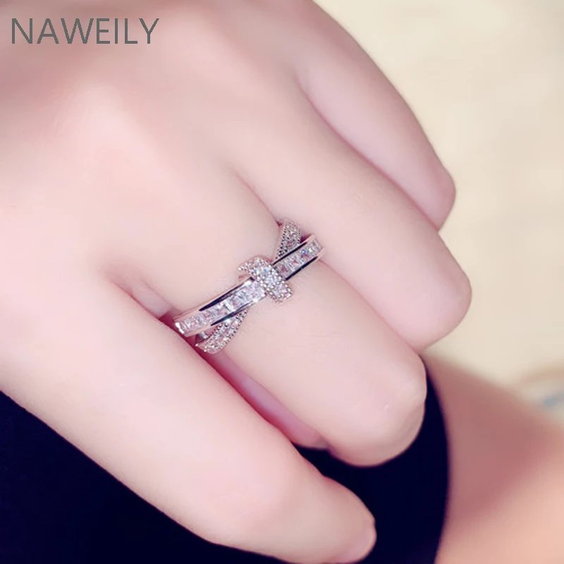 New Fashion Rings Europe and United States Cross Ring Adjustable For Women Super Flashing Zircon Temperament Wild Open | Украшения и