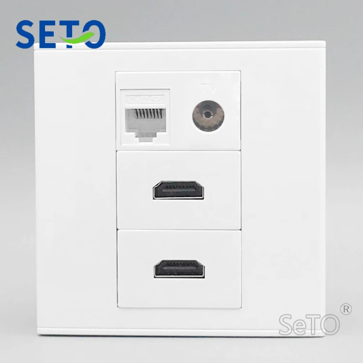 SeTo 86 Тип 2 порта HDMI + TV Cat5e RJ45 сетевая настенная пластина розетка Keystone Лицевая