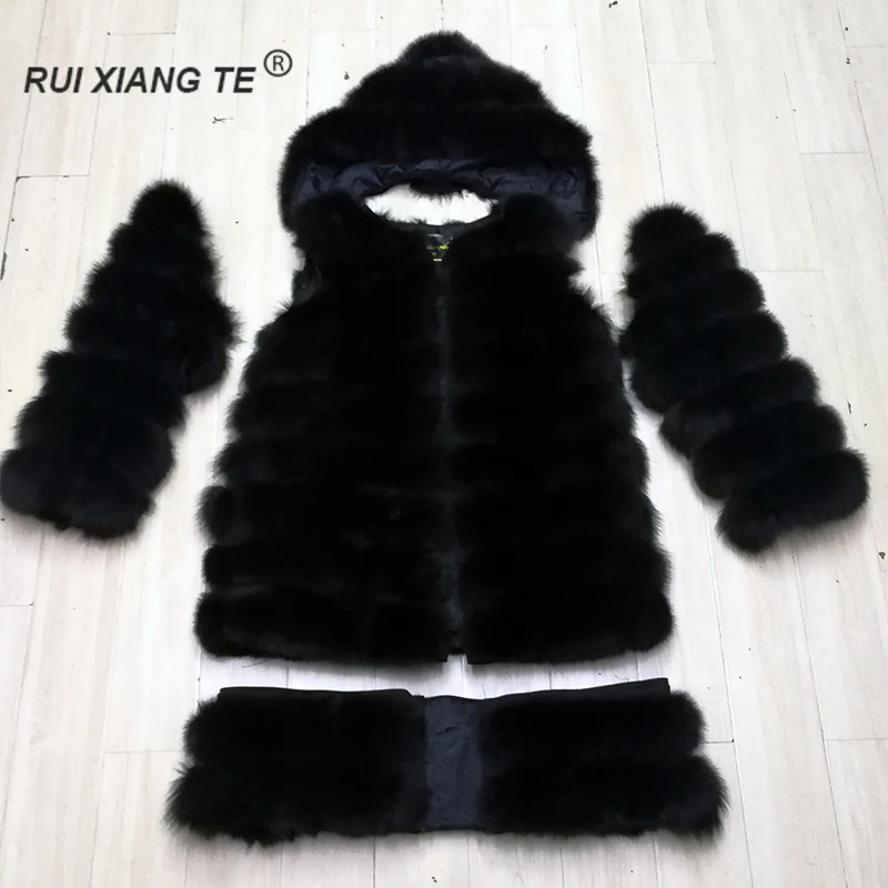 RuiXiangTe новинка женский натуральный мех шуба из песца с капюшоном польто для зими шуба заказ прямая постовка с фабрики