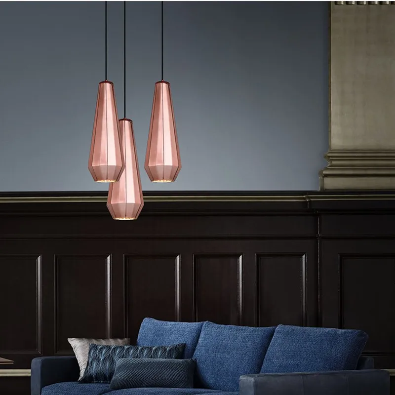 Скандинавский креативный подвесной светильник из розового золота стеклянная