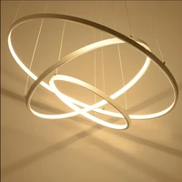 40cm 60cm 80cm modern pendant lights for living room dining room circle rings acrylic aluminum body led ceiling lamp fixtures