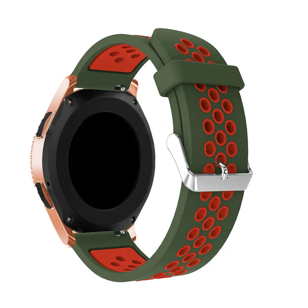 Силиконовый ремешок 20 мм сменный для samsung Galaxy Watch 42 мм браслет умный ремешок для часов 2 цвета круглый ремень с отверстием - Цвет ремешка: Green red