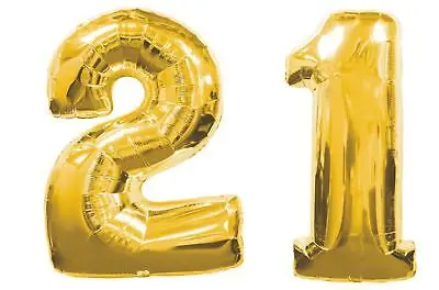 

2pcs GIANT GOLD FOIL BALLOONS Nos 2 & 1 Adults age 21st happy BIRTHDAY PARTY DECORATION kits