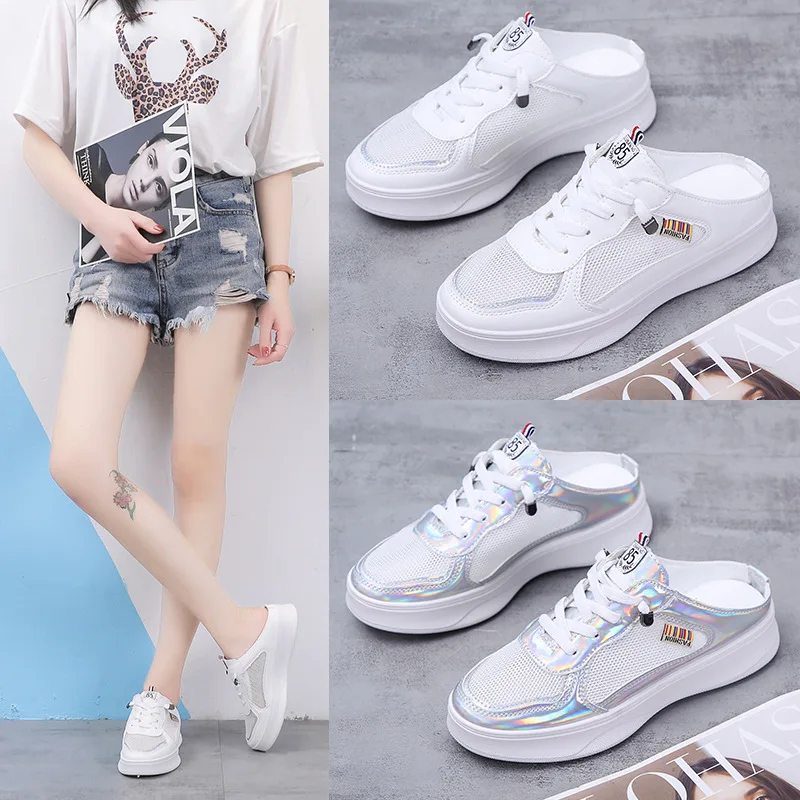 2019 сетчатые слипоны кроссовки на платформе женская обувь летние уличные плоской