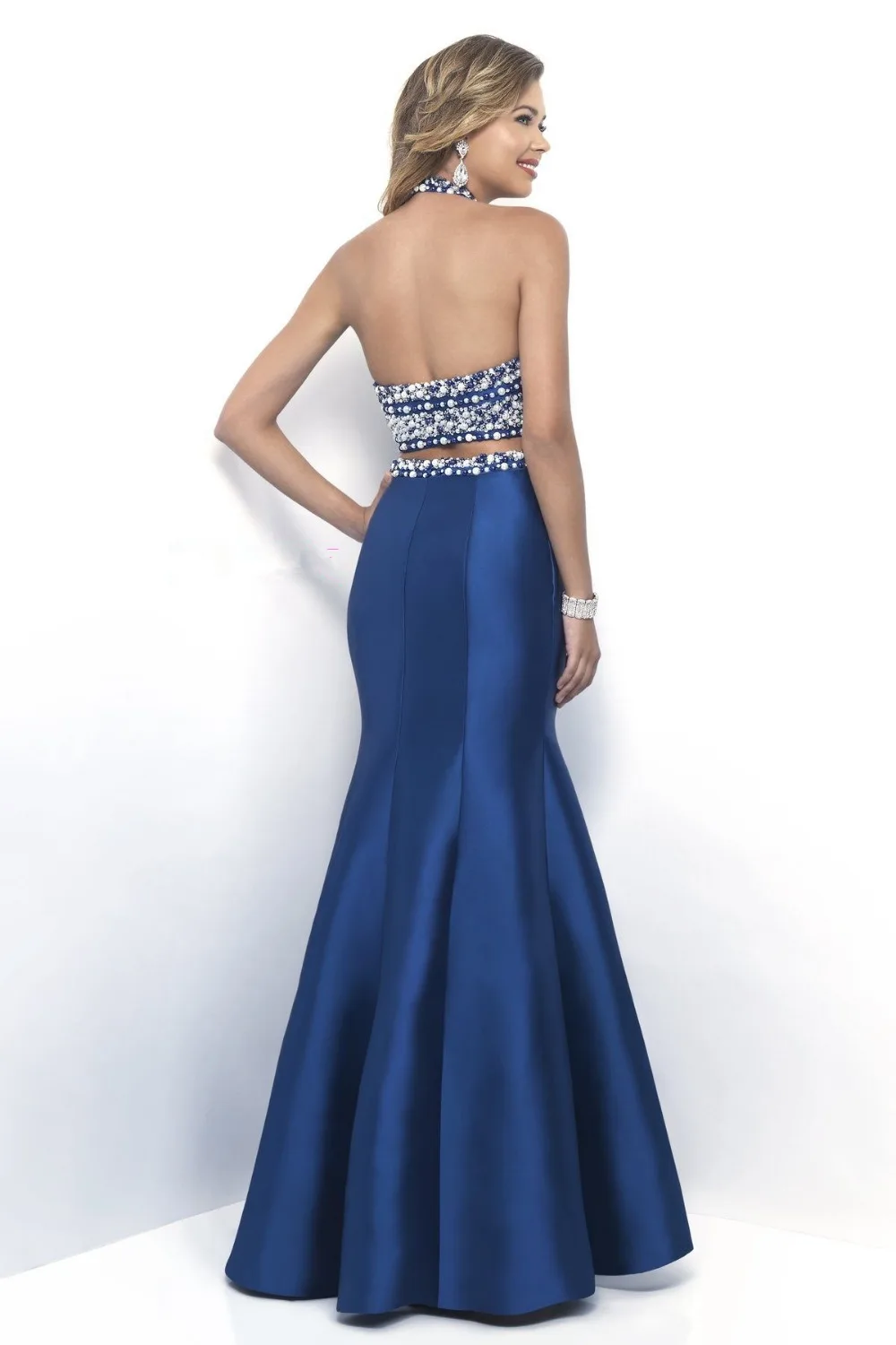 Две Пьесы Abendkleider Русалка Пром Платья Длинные 2017 Одеяние де бал Атласная vestidos de baile