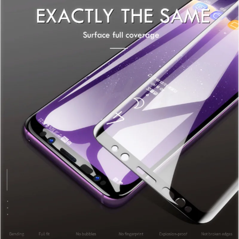 Protective Glass on the For Samsung Galaxy S9 S9Plus Tempered Screen Protector 5D Curved Edge S8 | Мобильные телефоны и