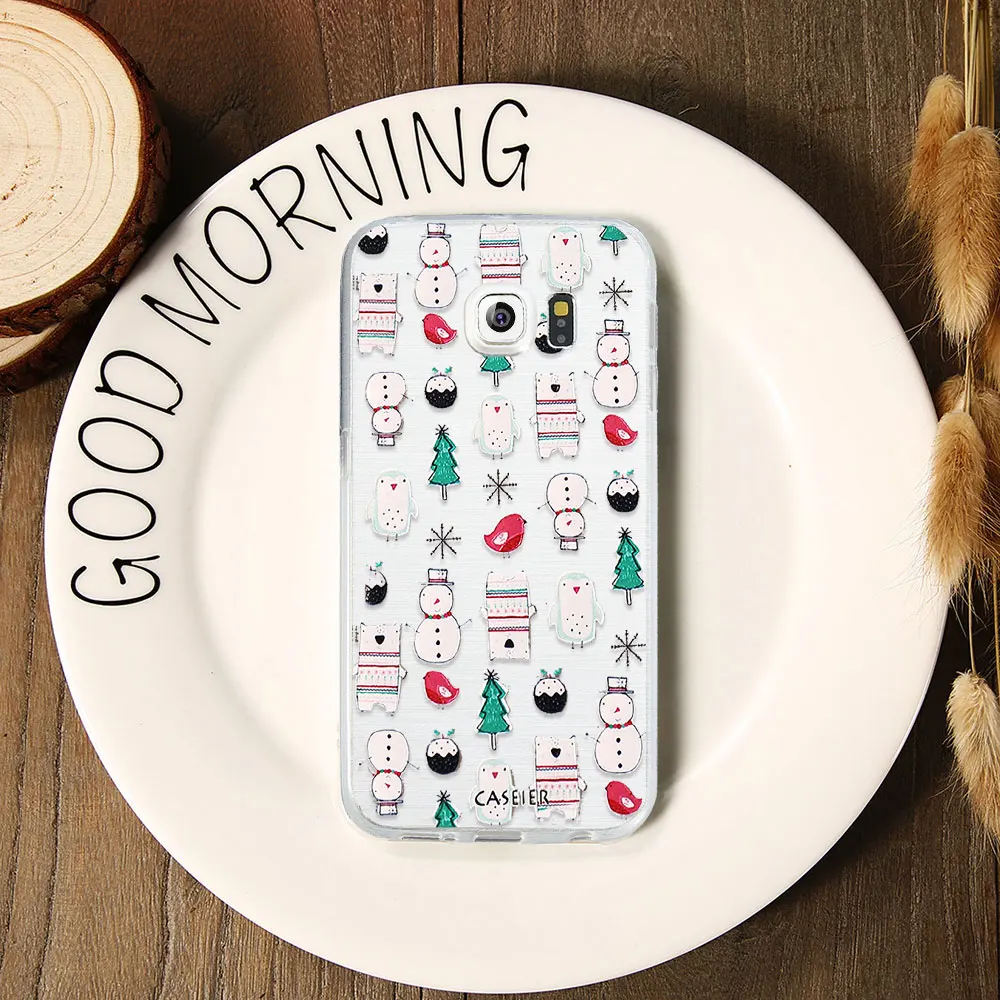 CASEIER Phone Case For Samsung Galaxy S6 S7 Edge S8 Plus Note 8 Cover Soft TPU 3D Christmas Winter Fundas Patterned Capinha |