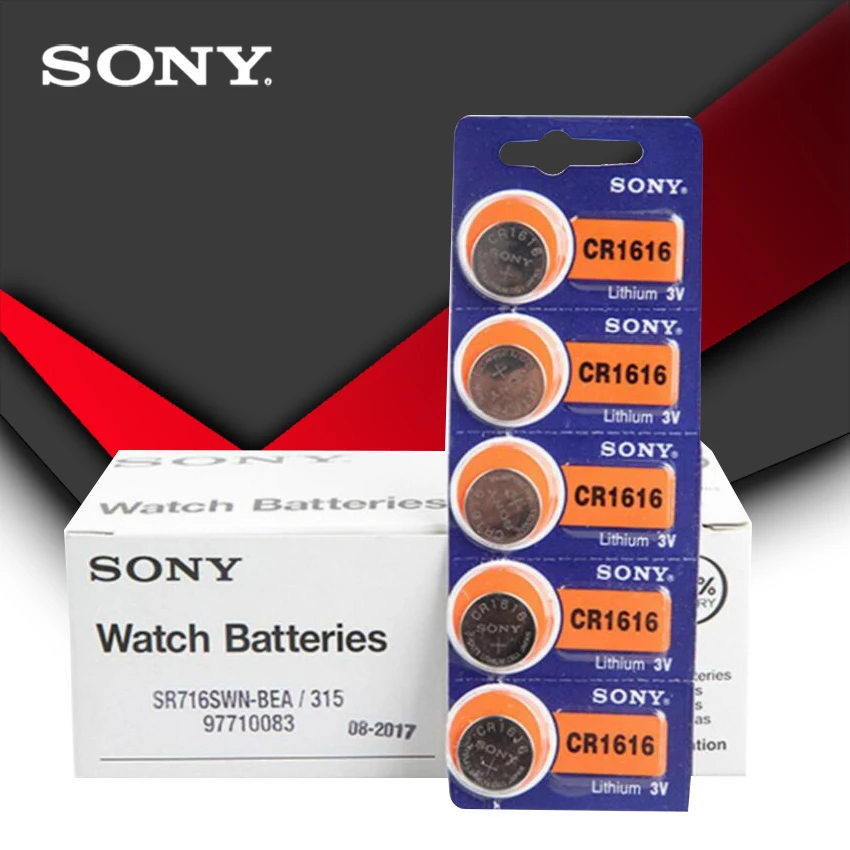 5 шт./лот Sony 100% оригинальный CR1616 кнопочный Аккумулятор для часов автомобильный
