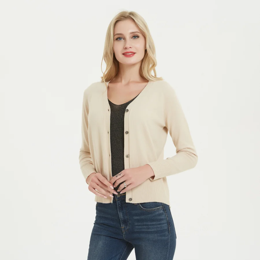 Women's Cardigan Long Sleeve Shell button Down Basic Classic Soft Knit Sweater |