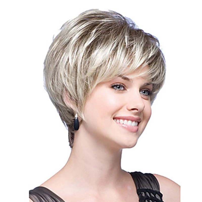 HAIRJOY белый женский синтетический парик бежевый блонд цвет короткий прямой парик