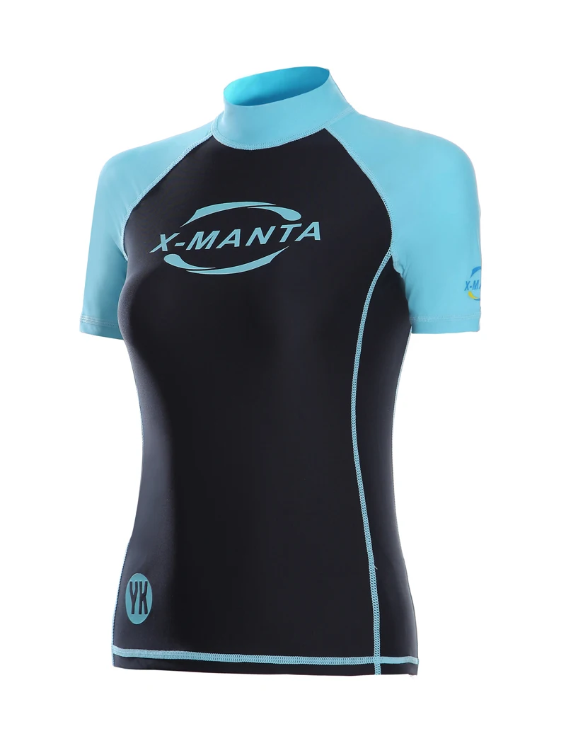 

2016 Summer Polyester & Spandex Women's Swimwear Rash Guard Women Short Sleeve Letter Print Swimming Surf Rashguard