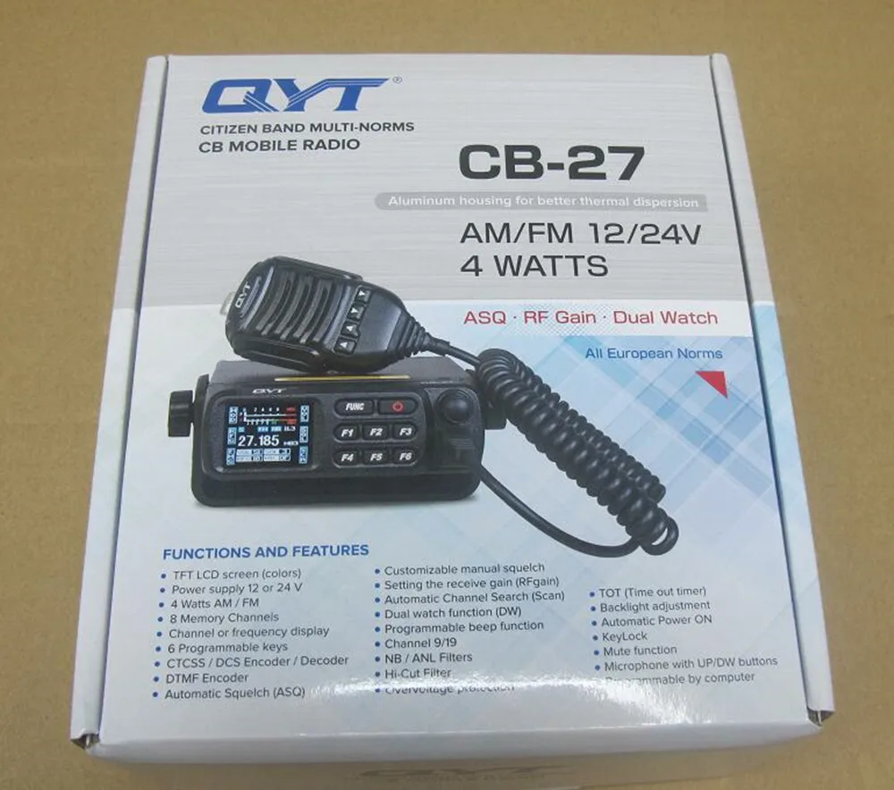 QYT CB 27 портативная рация am радиоприемник станция 26 МГц AM/FM 12/24V 4 Вт ЖК дисплей