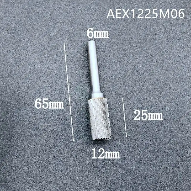 AEX1225M06 Напильник из карбида вольфрама в форме напильника с хвостовиком 1/4 дюйма(6 мм) в форме цилиндра, металлическое долото для роторной шлифовальной машины, 1 шт - Цвет: AEX1225M06