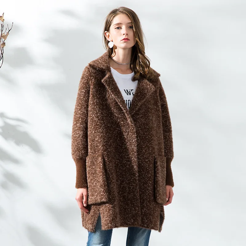 caramel colour Новинка, Европейская и американская мода, шерстяное пальто с длинными рукавами и воротником, пальто средней длины, смешанные цвета, вельветовое Женское пальто - Цвет: caramel colour