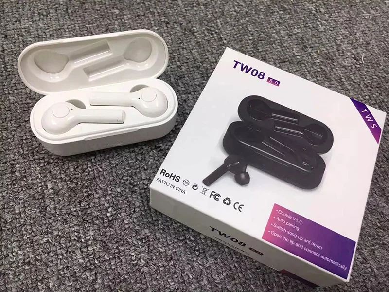Fone de ouvido sem fio V5.0 TW08 Airpots беспроводные Bluetooth наушники стерео наушники с микрофоном PK i10 i30 i60 tws AP2