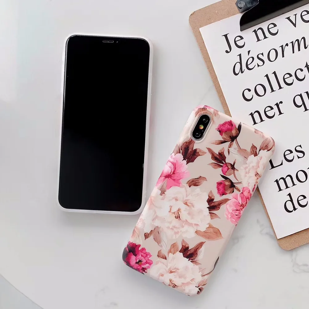 Retro flower Total package side Very soft TPU and ultrathin For iphone 6 plus 7 8 7P 8P X XS Max XR Phone Case |