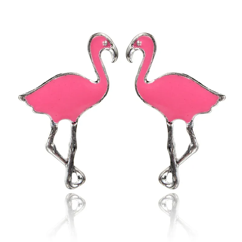 Женские серьги гвоздики с фламинго 1 пара|brincos fashion|fashion jewelry brincosstud earing |