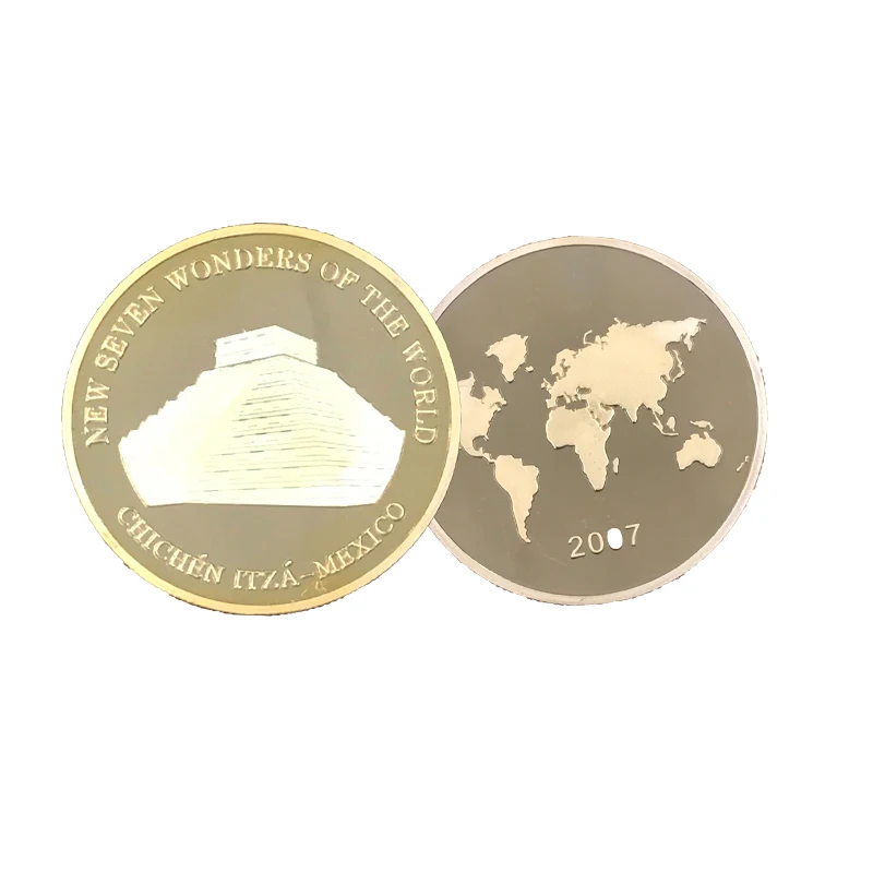 

Seven Wonders of the World Series Custom Chichen Itza Gold Plated Commemorative Coin Italy Building for Home Decoration
