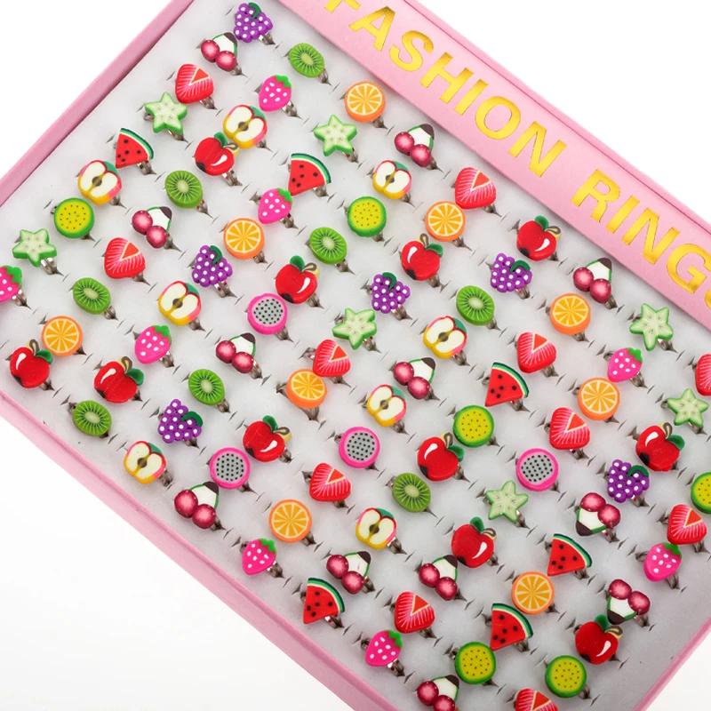 10 шт. в партии разноцветные кольца форме фруктов для детей девочек полимерная