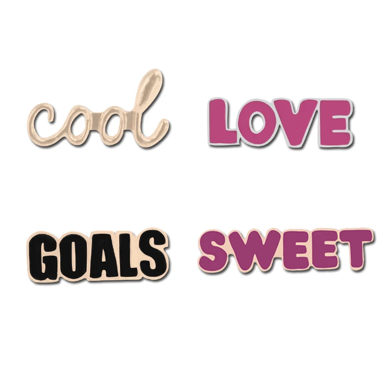 Модные броши с надписью Love Cool Goal простая металлическая пряжка эмалированные