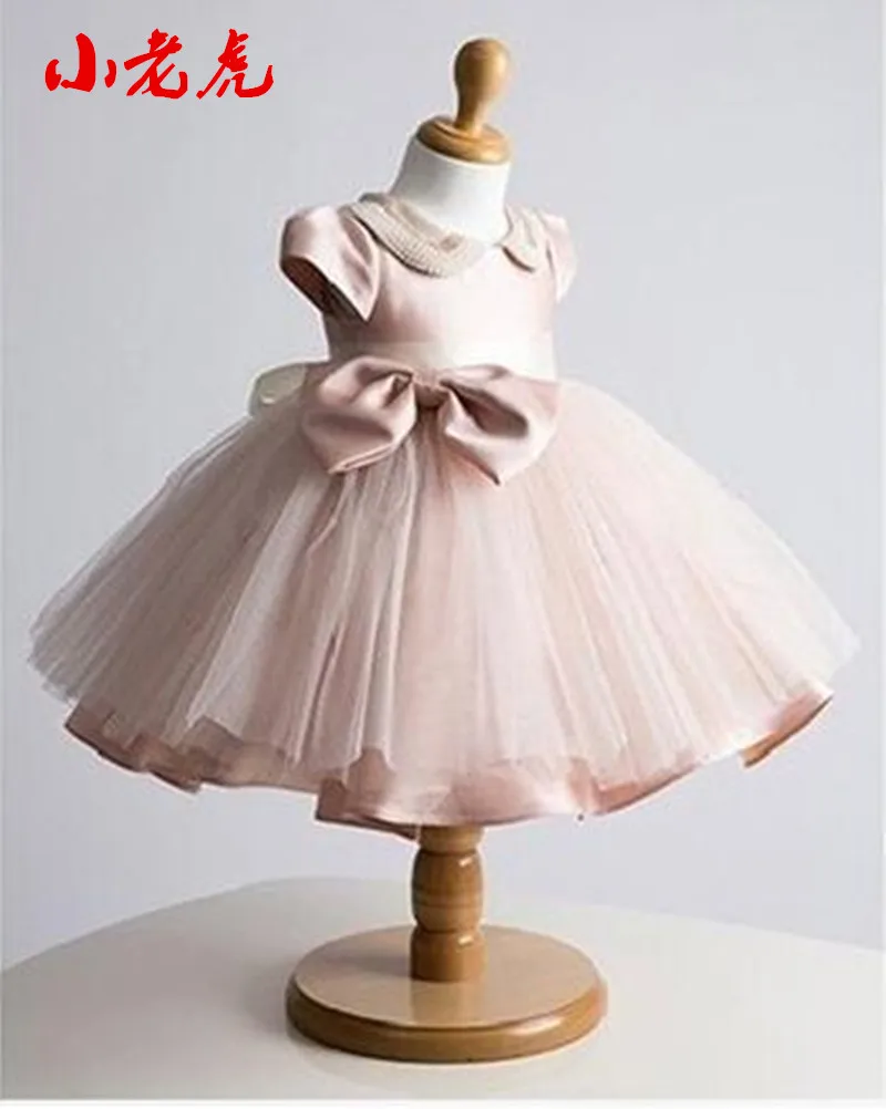 Лидер продаж! Платье для девочки с жемчужным воротником крестильное платье 1 год