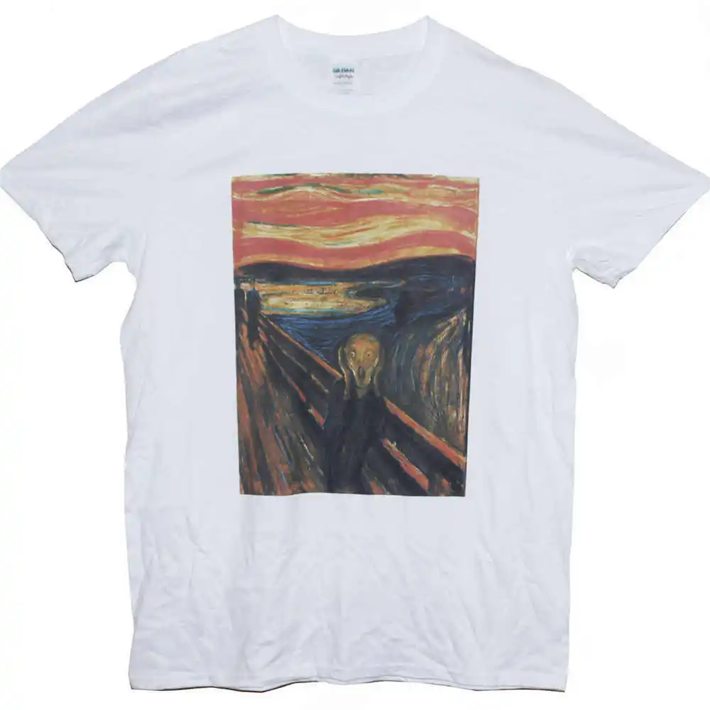 Мода 2019 летние крик футболка Эдвард Munch/Expressionist искусство фестиваль Размеры S M L XL