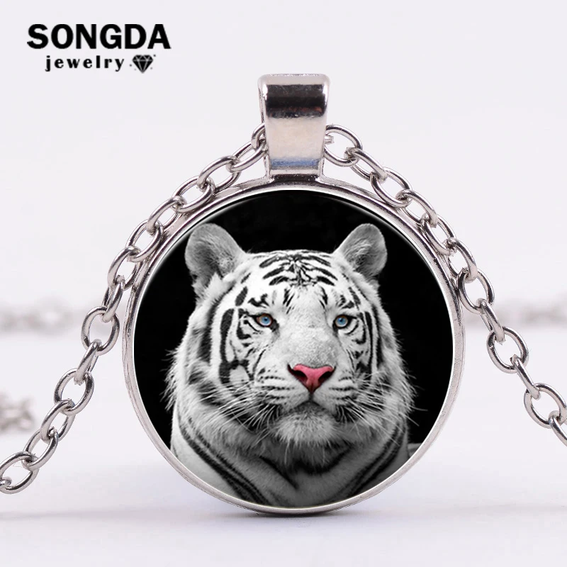 Длинное ожерелье SONGDA с изображением диких животных белого тигра подвеской