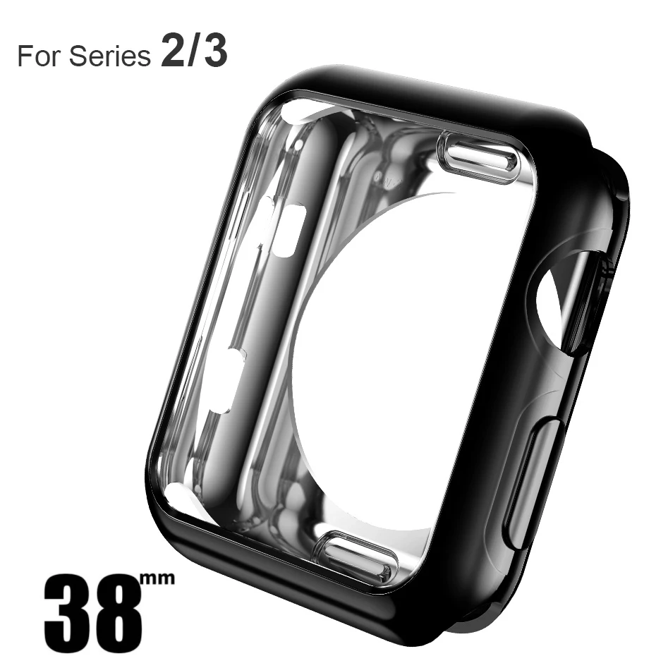 Black 38mm НОСО Стильный Мягкий Защитный Чехол для Apple Watch iWatch Серии 2 Яркая Красивая Красочная Оболочка Защита Корпуса Часов 38 мм 42 мм идеально подходят 4 цвета Бампер для Часов Защита для Эпл Вотч Айвотч серия два - Цвет: Black 38mm