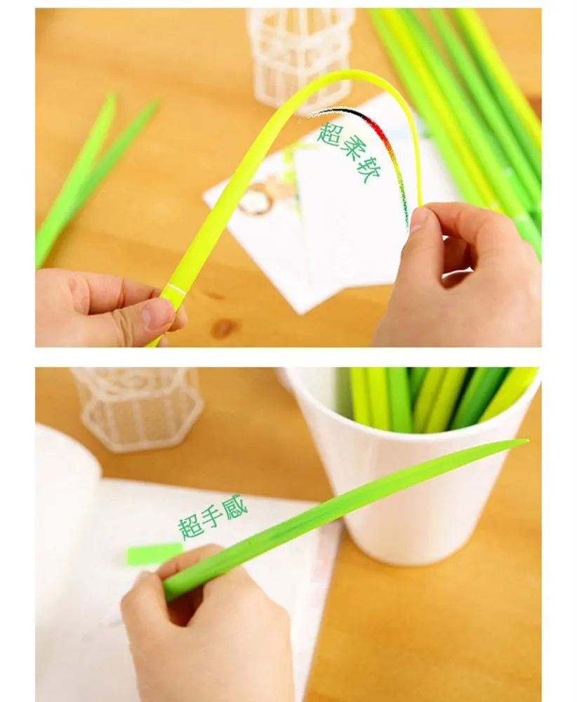 Силиконовые ручки Green Leaf Like Grass Blade с крышкой легкие черные чернила упаковка из 5