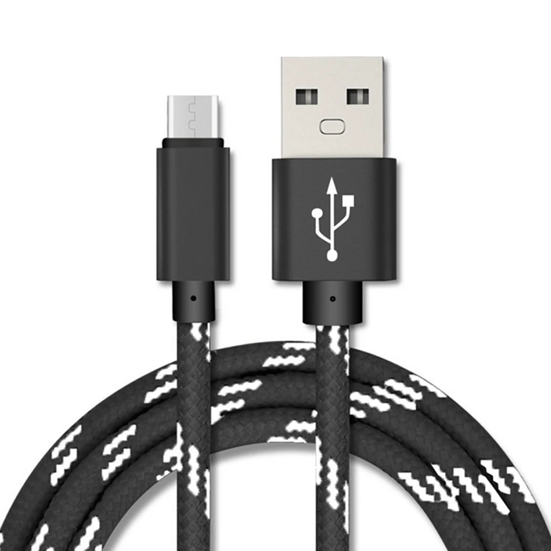 5V2A кабель для мобильного телефона Быстрая Зарядка Micro USB в клетку нейлоновый