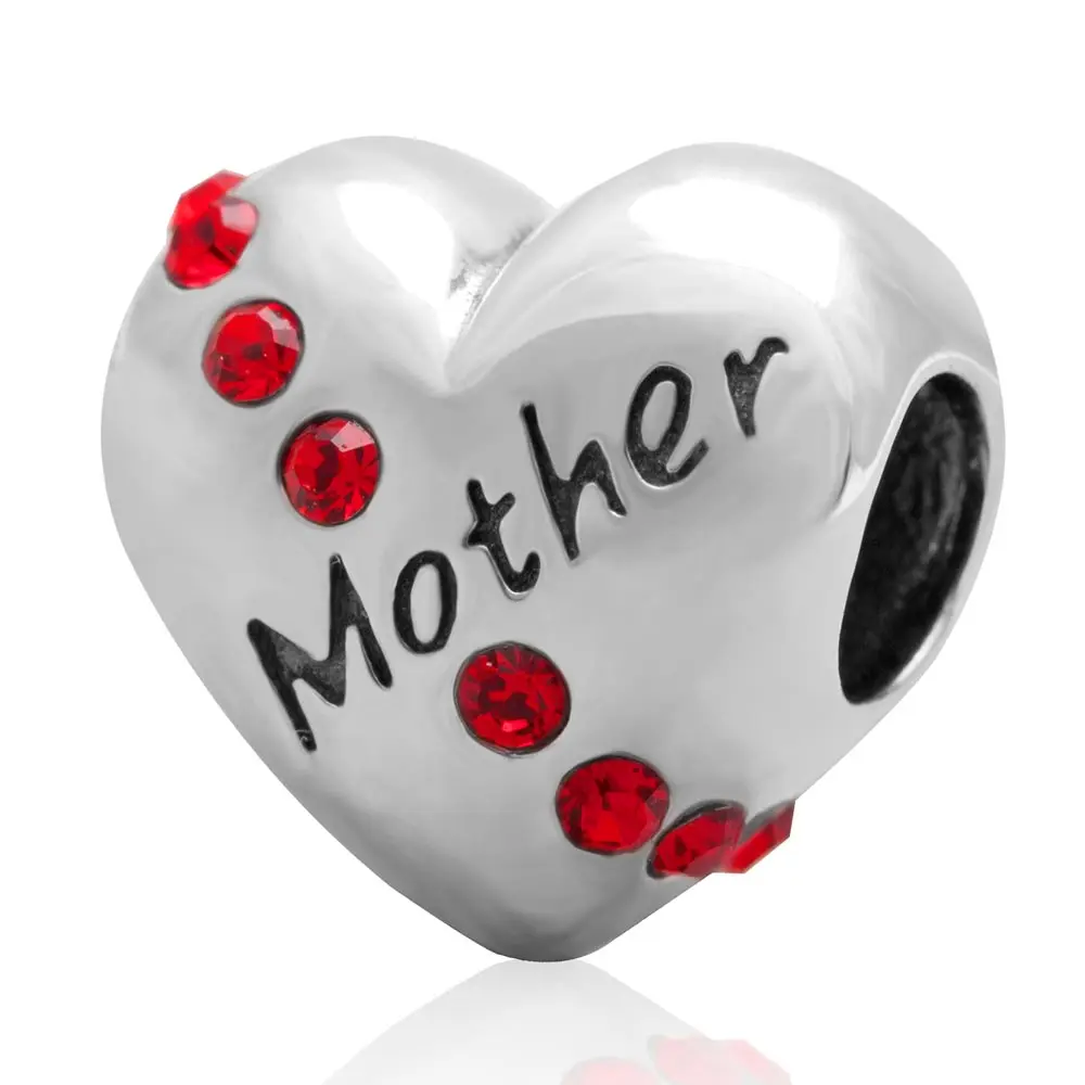 Браслет из стерлингового серебра 925 пробы с кубическим камнем Love MOM Charm Beads Fit Pandora
