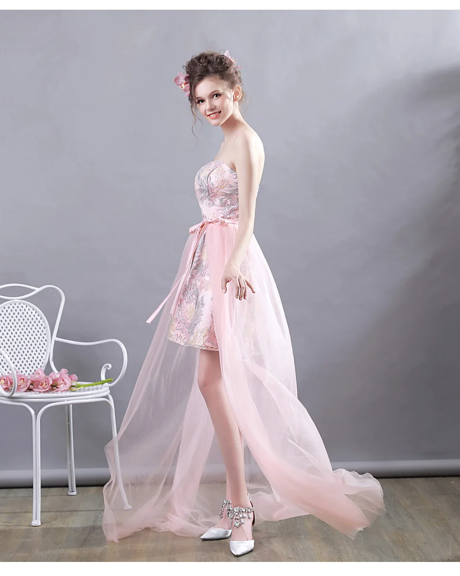 Коктейльные платья с высокой талией 2018 красивые мягкие розовые официальные