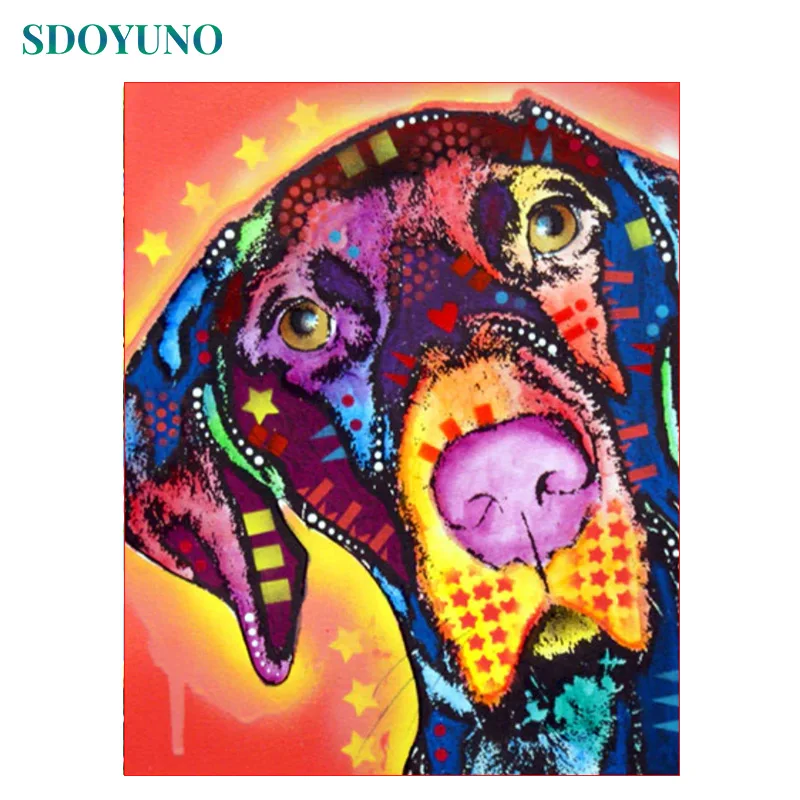 SDOYUNO 40X50 см, рамка для животных, краска по номерам, Цветная собака для самостоятельного украшения дома, свадебное украшение, краска по номерам для подарка - Цвет: 1760
