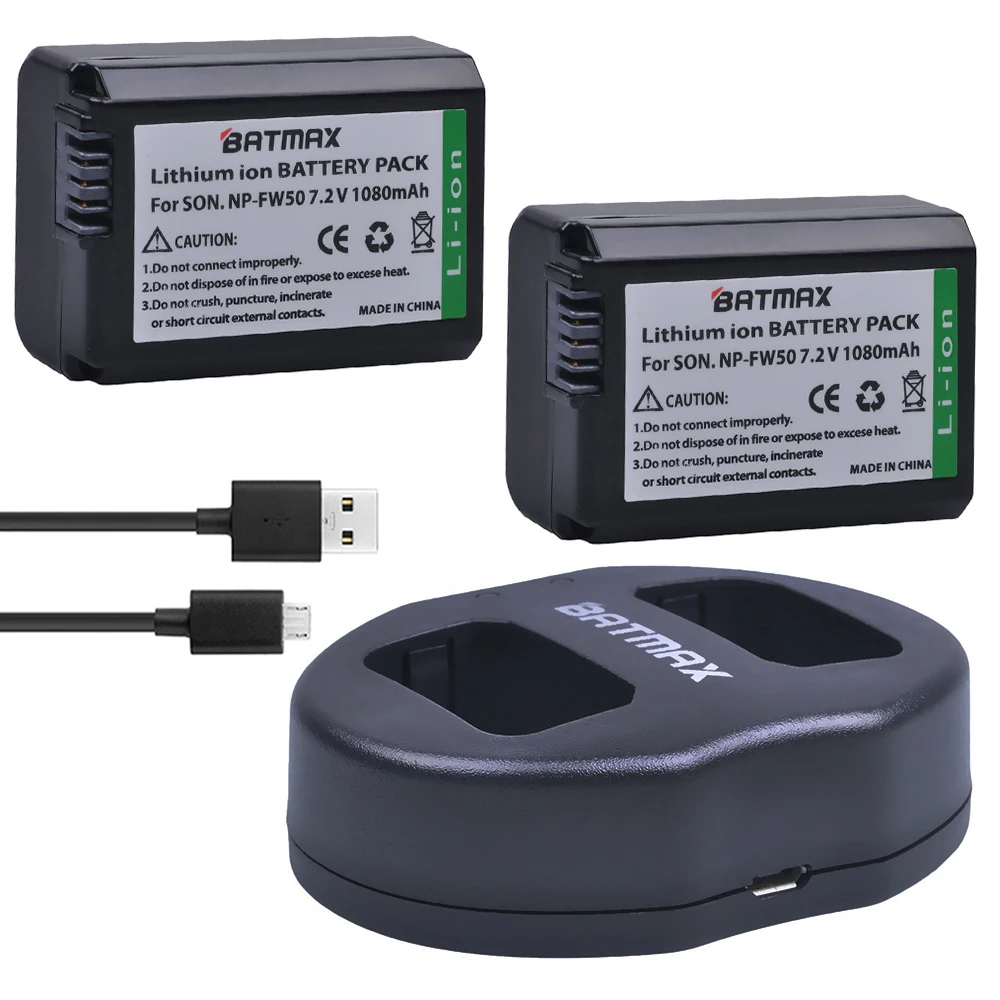 2x NP FW50 запасная литий ионная батарея и двойное зарядное устройство USB для Sony NEX 5 7