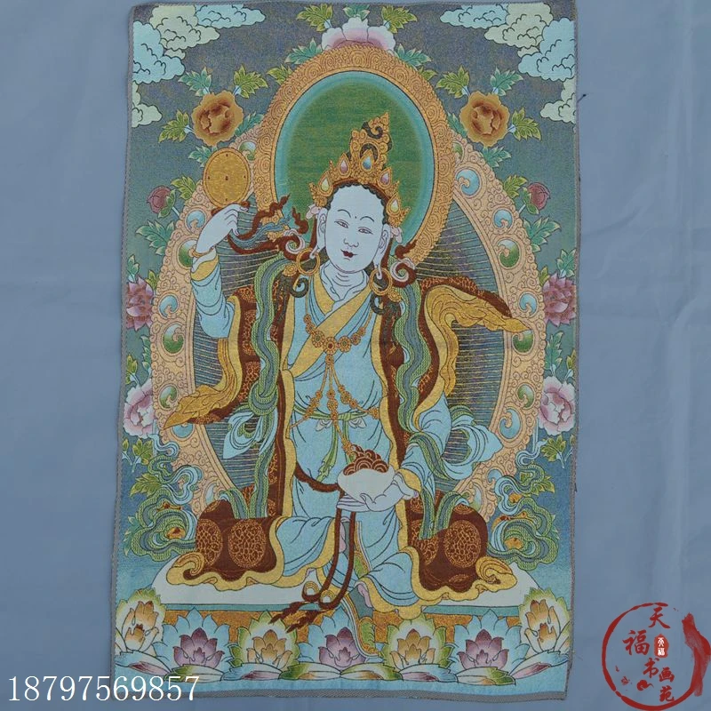 Рождественская парчовая шелковая статуя Будды с вышивкой Thangka Zangka на Хэллоуин |