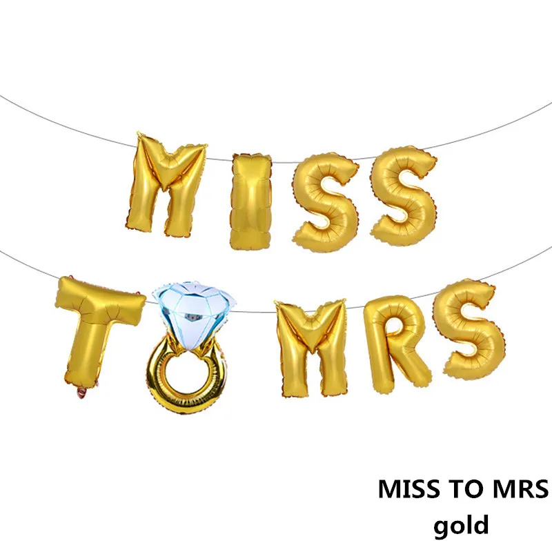 Miss to mrs gold Свадебные украшения с буквенным фольгой шар Mr Mrs свадебный душ Команда Невесты быть воздушный шар Декор курица вечерние принадлежности для вечеринки-девичника - Цвет: Miss to mrs gold