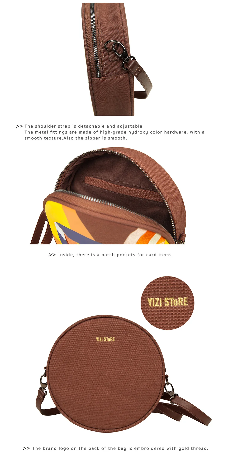 2019YIZISToRE новые оригинальные круговые холщовые женские сумки-мессенджеры с вышивкой и принтом круглые ранцы для девочек(FUN KIK