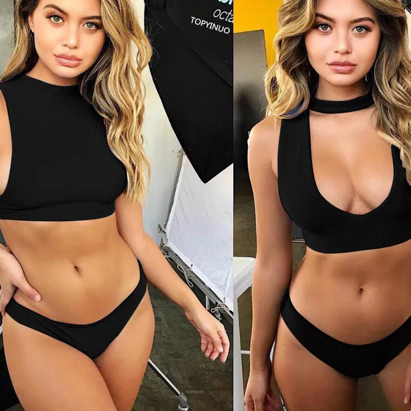 Однотонный купальник-Бикини Push Up 2019 женские купальные костюмы Для женщин с